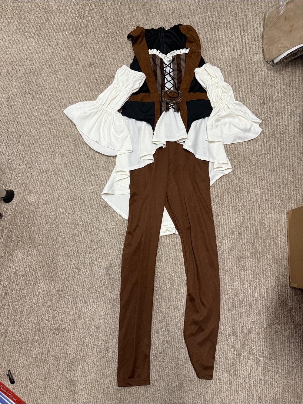 Brown & Cream Renaissance-Inspired Jumpsuit for Women